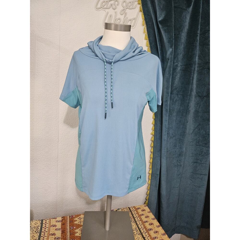 Under Armour Women's Blue Hooded Short Sleeve Shirt